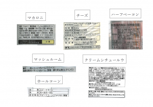 7月なかよしクッキング加工品原材料