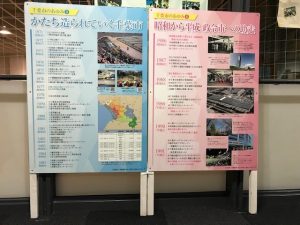 パネル「かたち造られていく千葉市」「昭和から平成　政令市への助走」